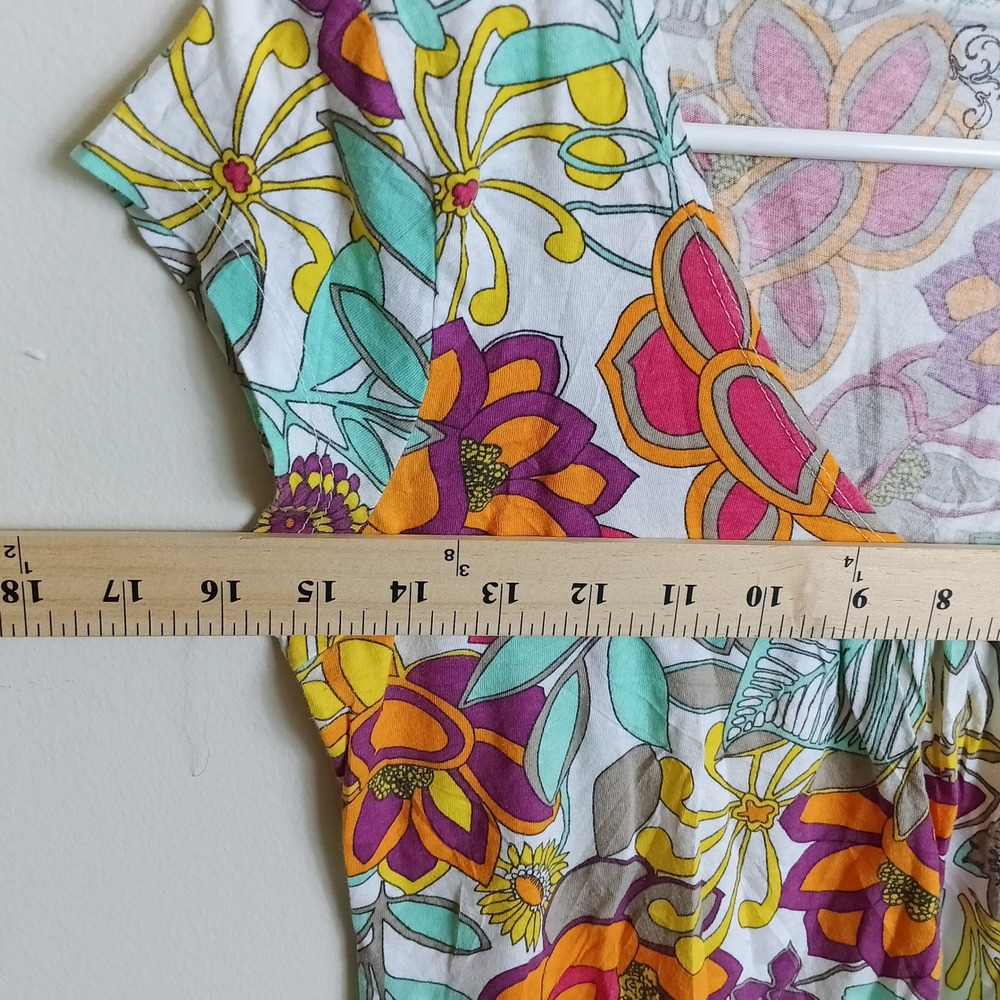 Billabong Floral Print Top Womens Medium Multicolor Excellent Cap Sleeve V-Neck - Picture 5 of 5